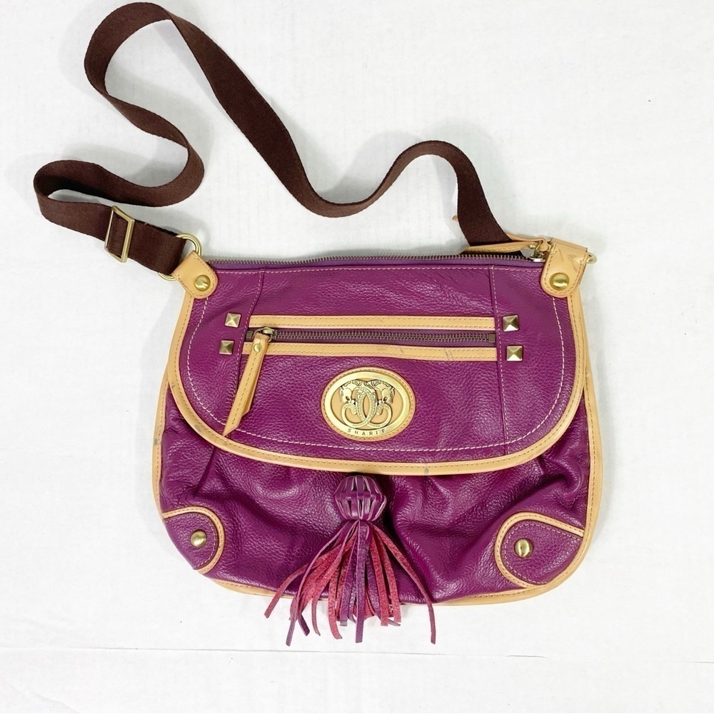 SHARIF Pebbled Leather Crossbody Bag Fuchsia Vintage Y2K